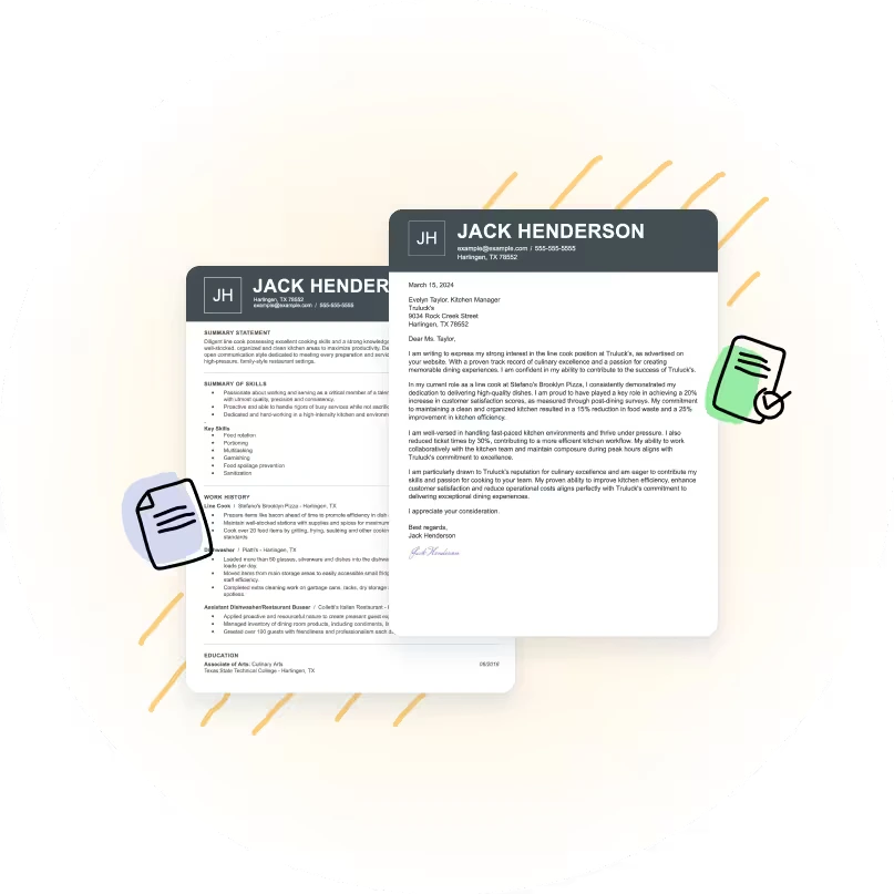 Matching cover letter